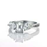 1.95 Cts. 18K White Gold Three Stone Diamond Engagement Ring